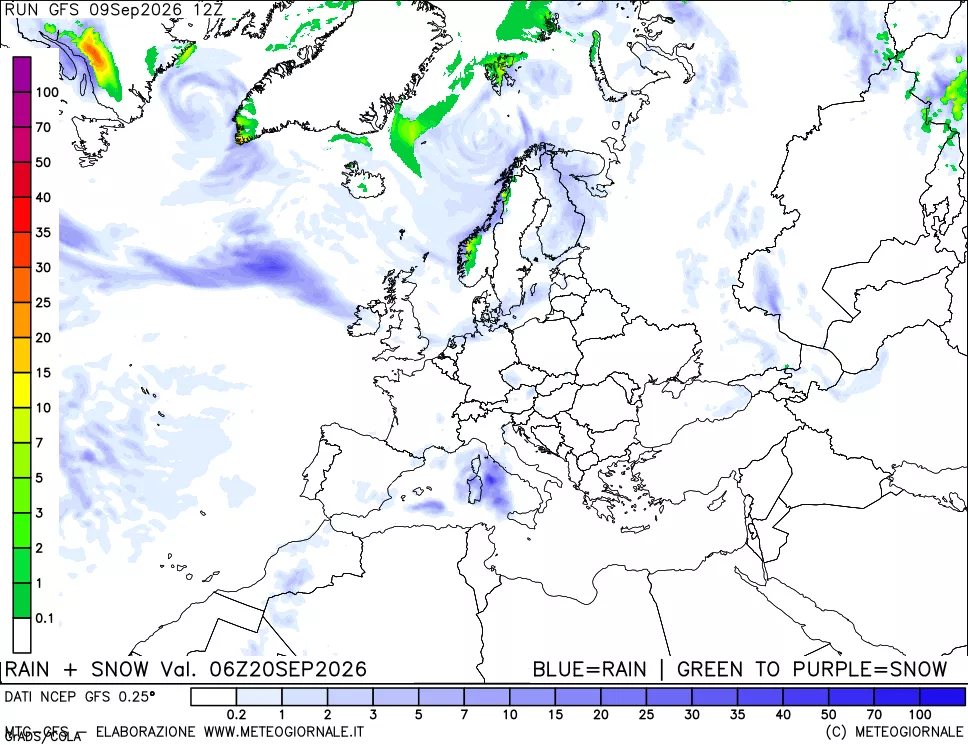 mappa Precipitazioni totali e nevose