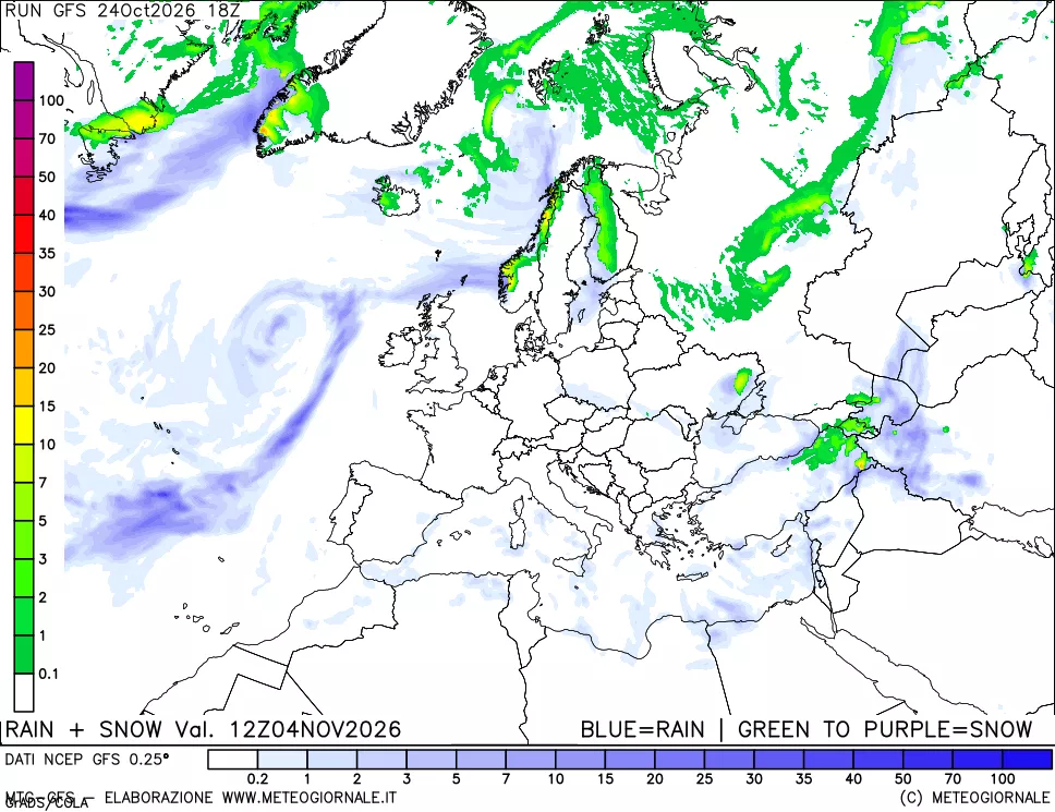 mappa Precipitazioni totali e nevose