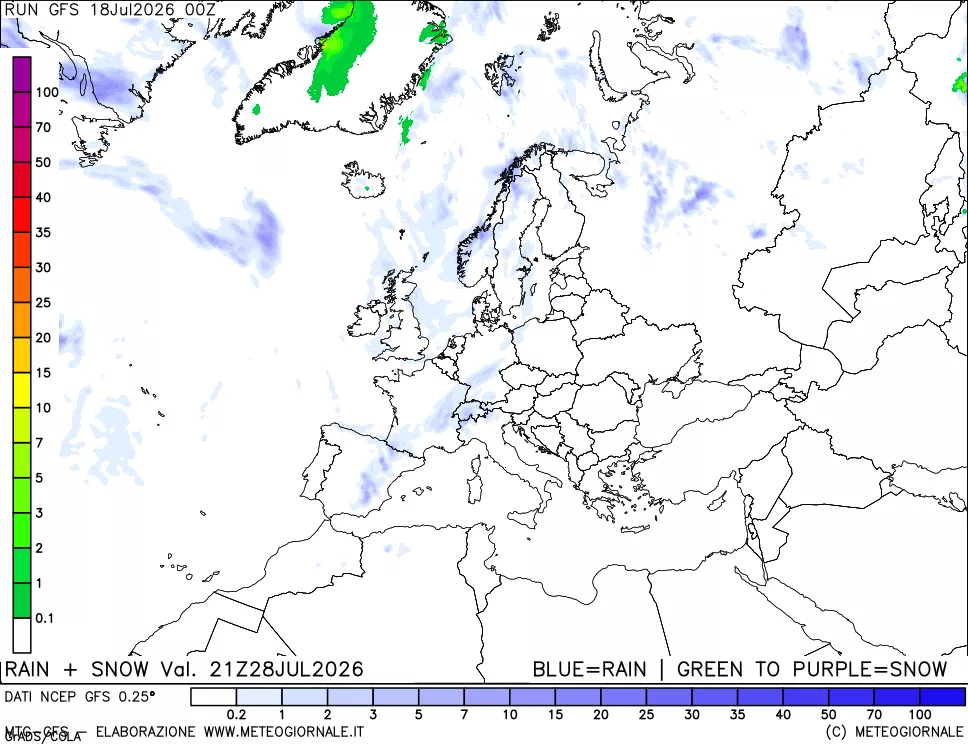mappa Precipitazioni totali e nevose