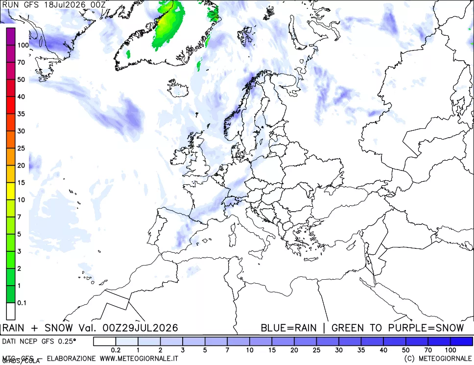 mappa Precipitazioni totali e nevose