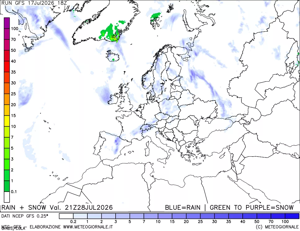 mappa Precipitazioni totali e nevose