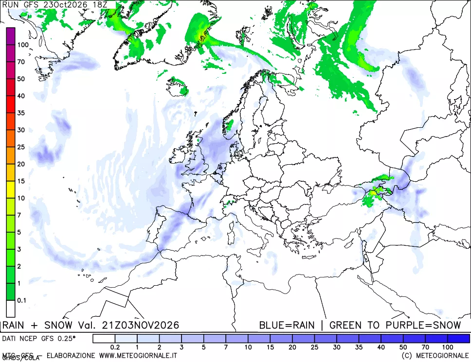 mappa Precipitazioni totali e nevose