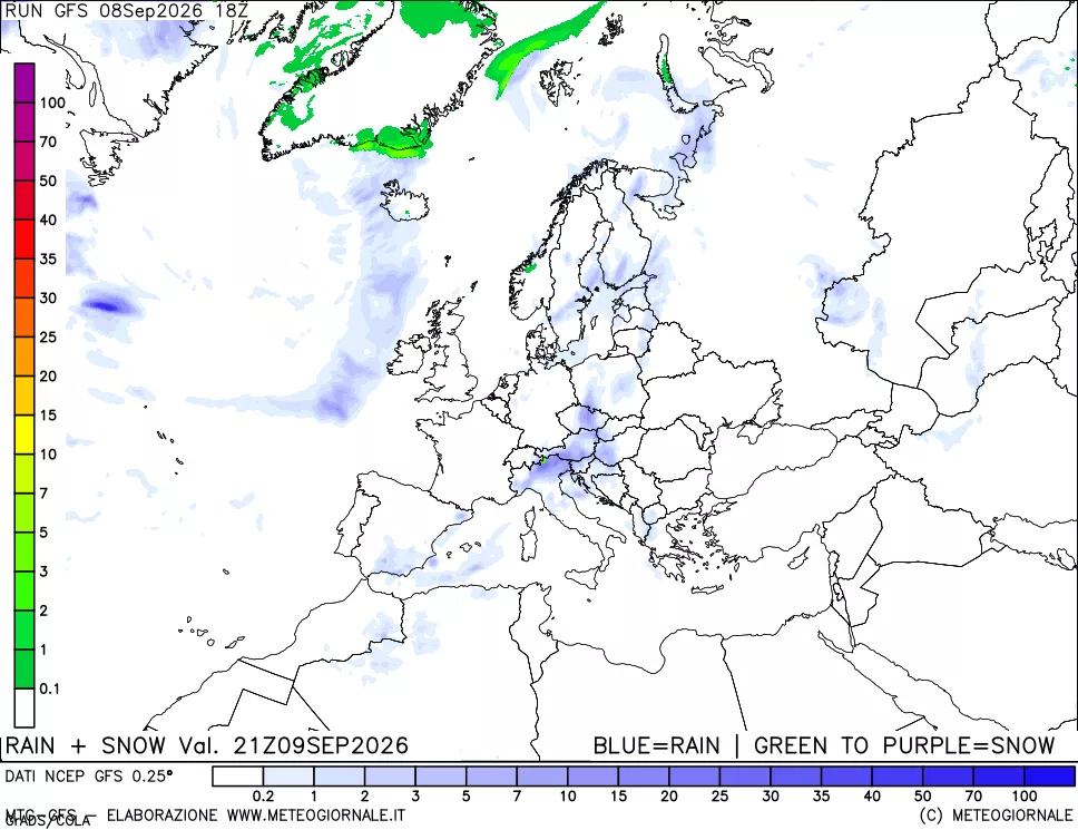 mappa Precipitazioni totali e nevose