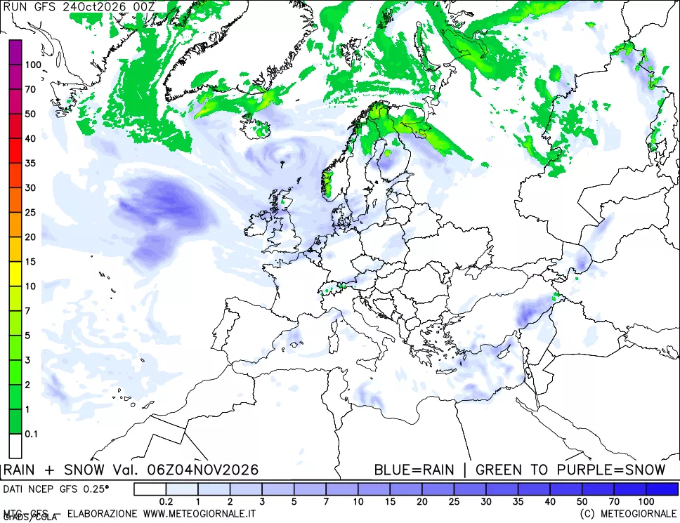mappa Precipitazioni totali e nevose