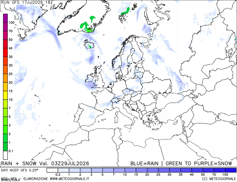 mappa Precipitazioni totali e nevose