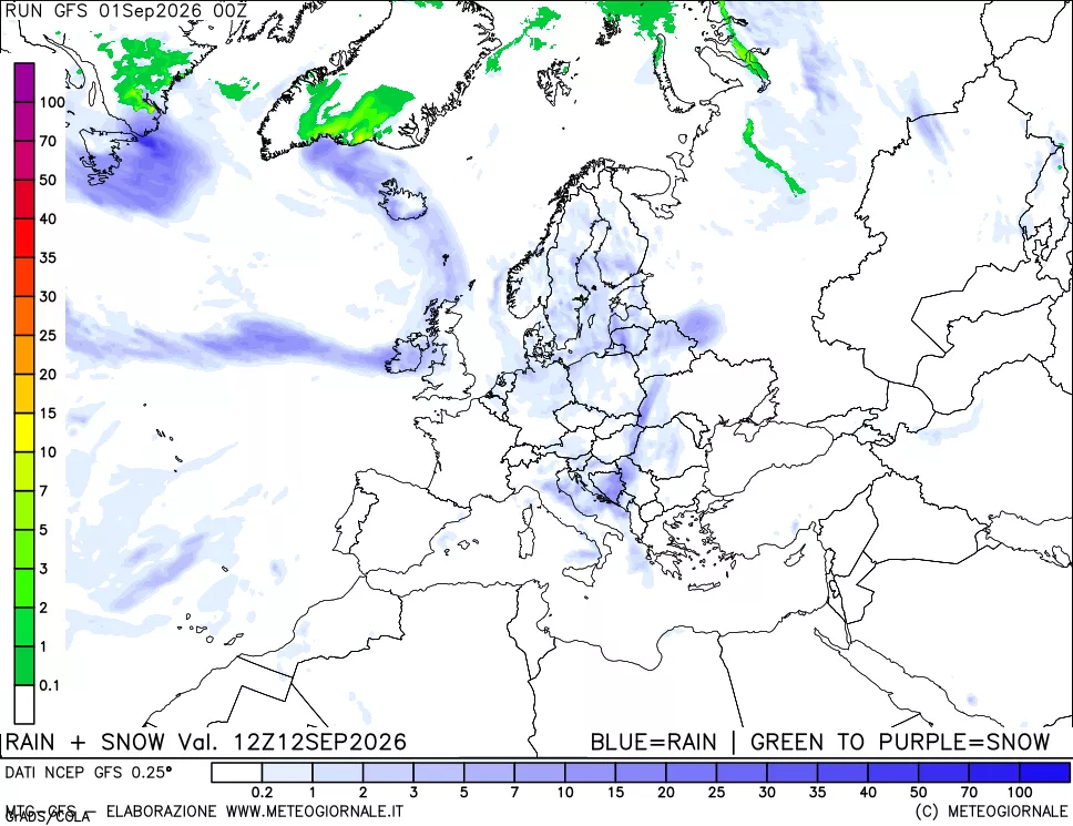 mappa Precipitazioni totali e nevose