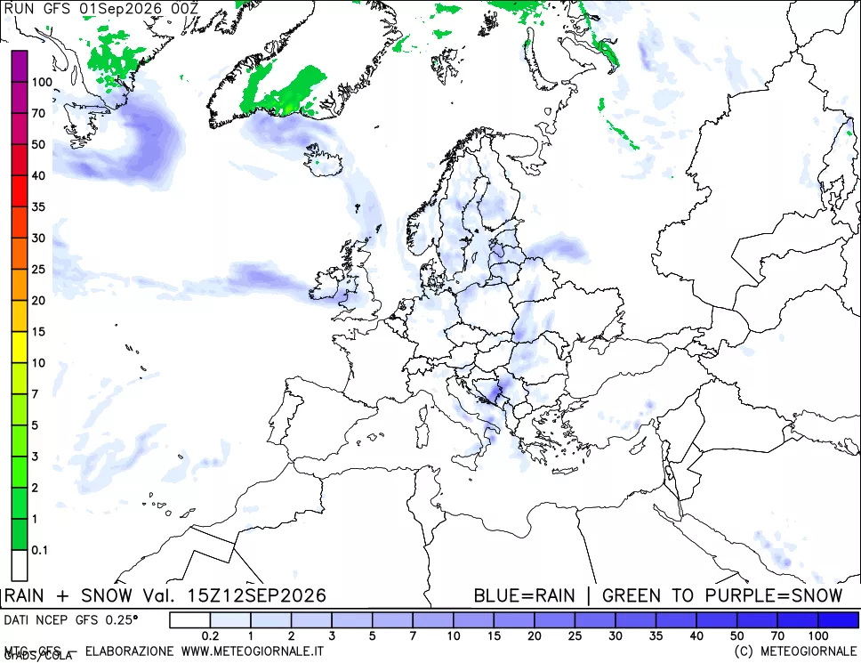 mappa Precipitazioni totali e nevose