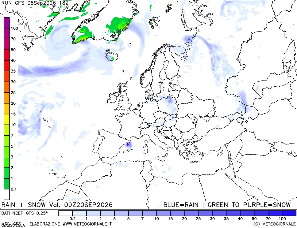 mappa Precipitazioni totali e nevose