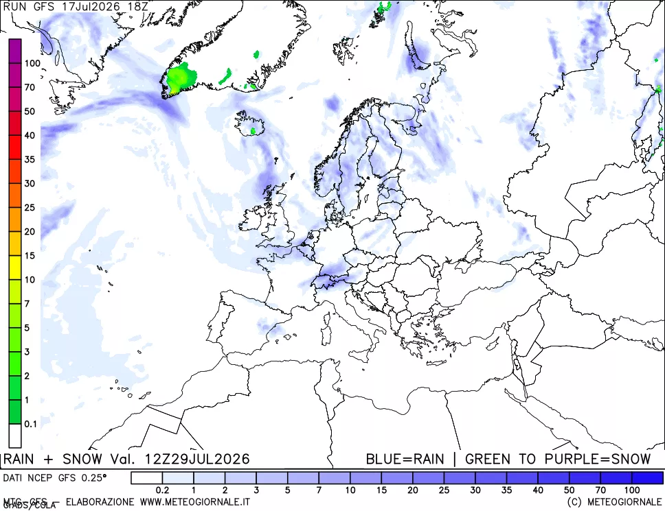 mappa Precipitazioni totali e nevose