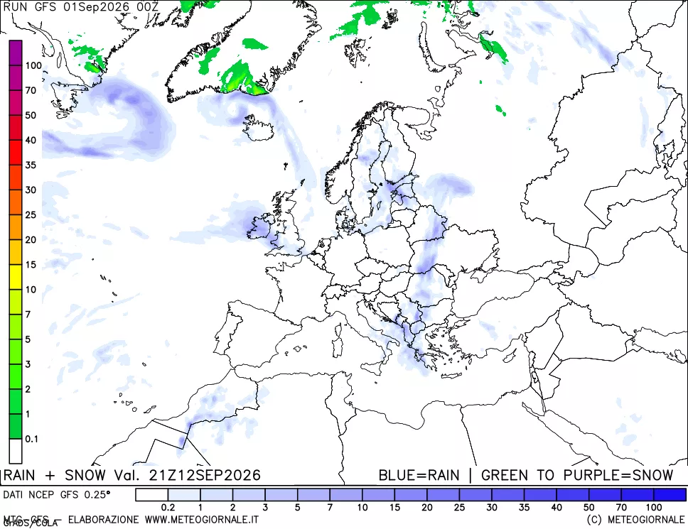 mappa Precipitazioni totali e nevose
