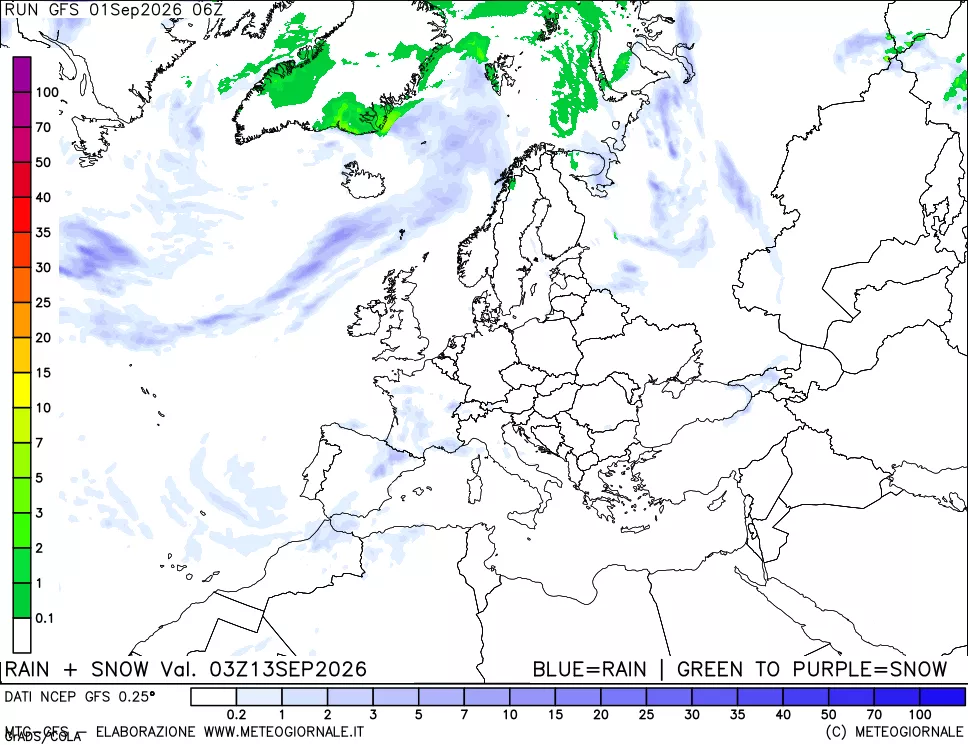 mappa Precipitazioni totali e nevose