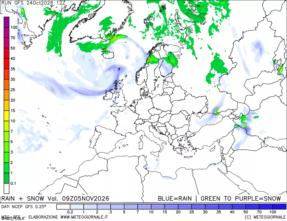 mappa Precipitazioni totali e nevose