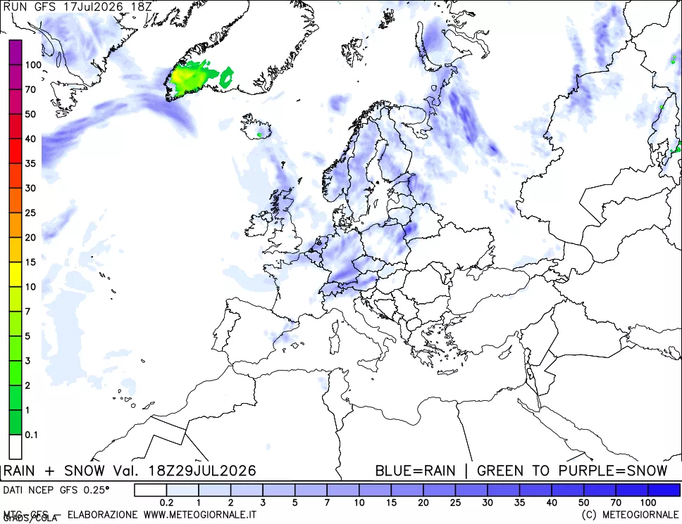 mappa Precipitazioni totali e nevose