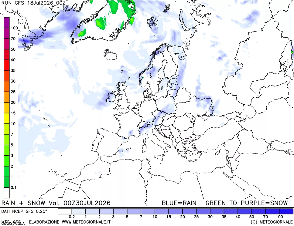 mappa Precipitazioni totali e nevose