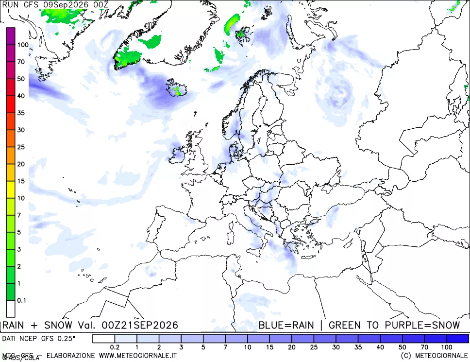 mappa Precipitazioni totali e nevose