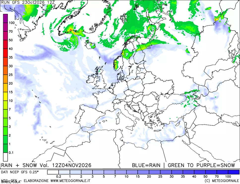 mappa Precipitazioni totali e nevose