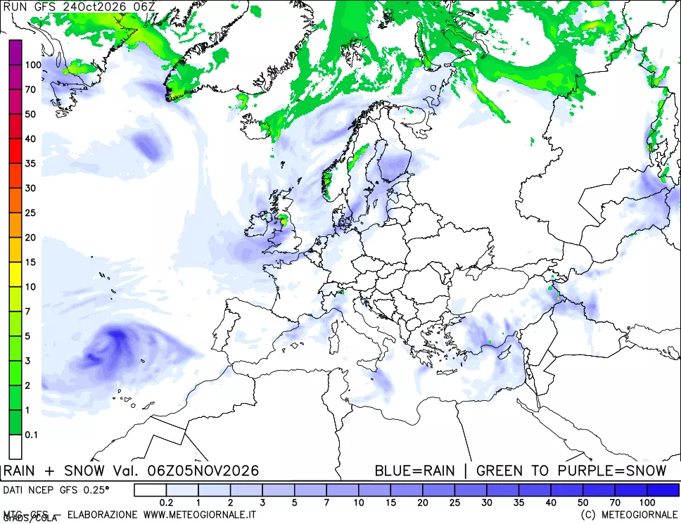 mappa Precipitazioni totali e nevose