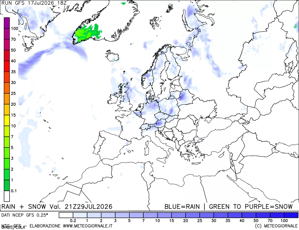 mappa Precipitazioni totali e nevose