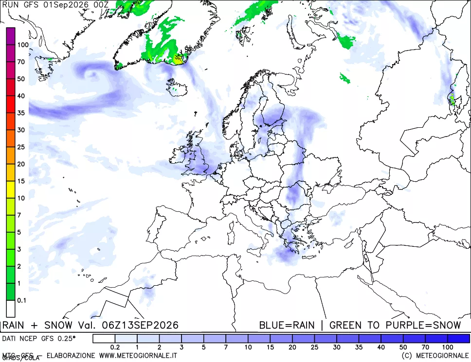 mappa Precipitazioni totali e nevose