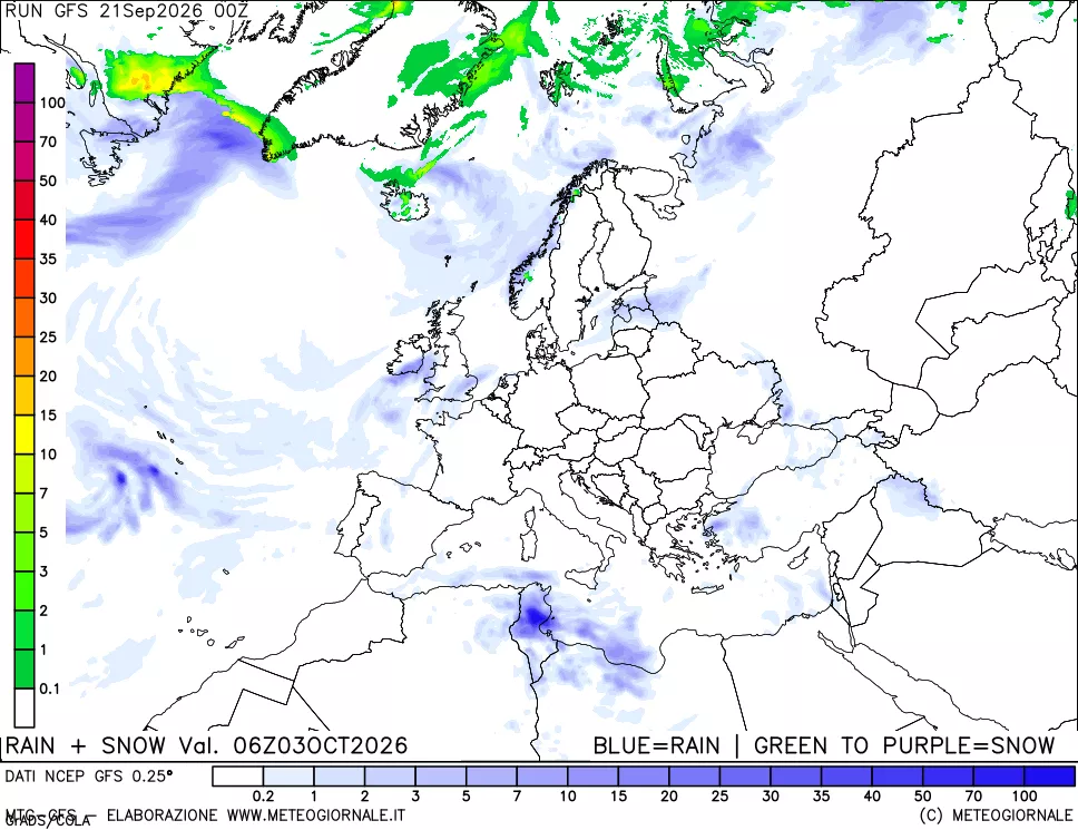 mappa Precipitazioni totali e nevose