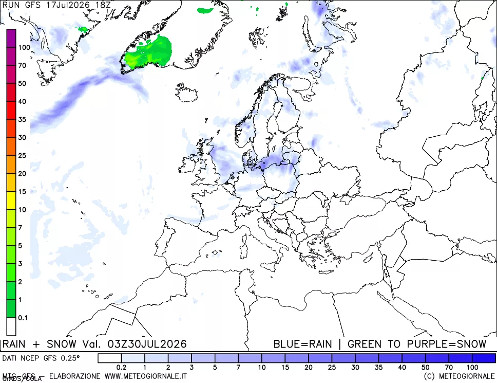 mappa Precipitazioni totali e nevose