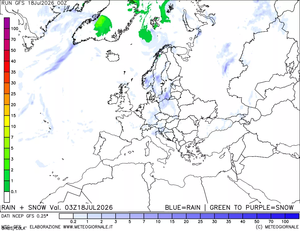 mappa Precipitazioni totali e nevose