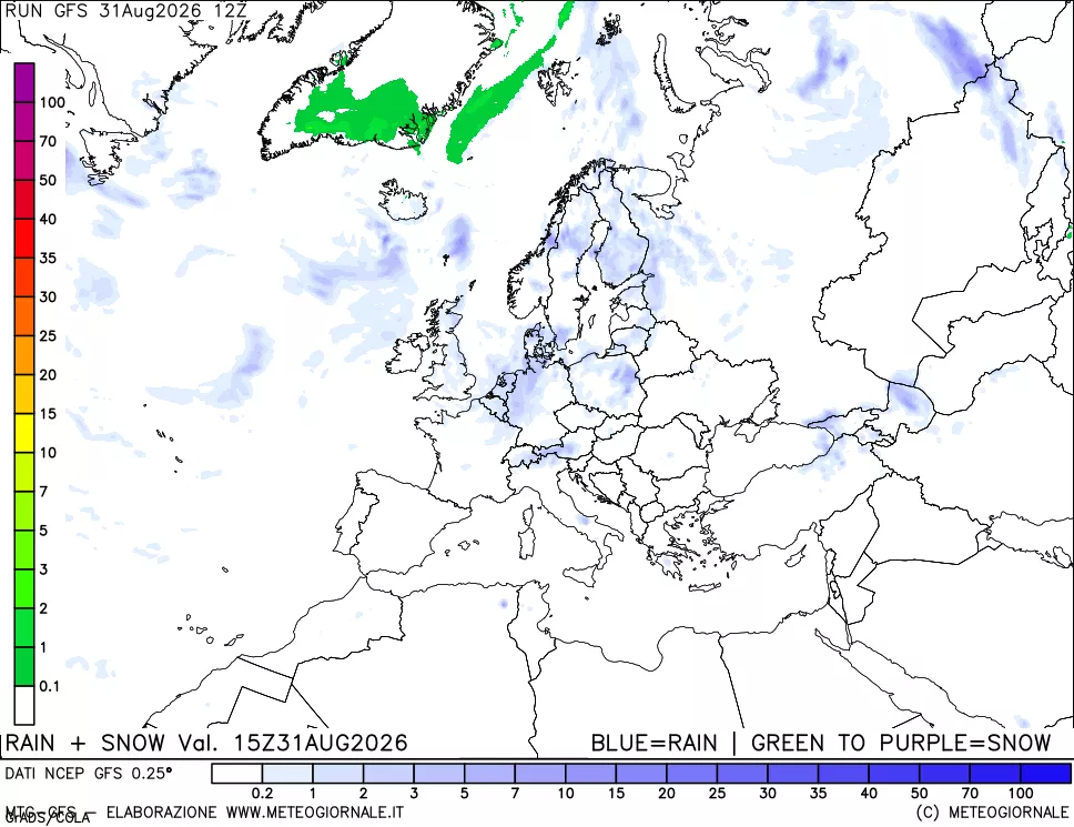 mappa Precipitazioni totali e nevose