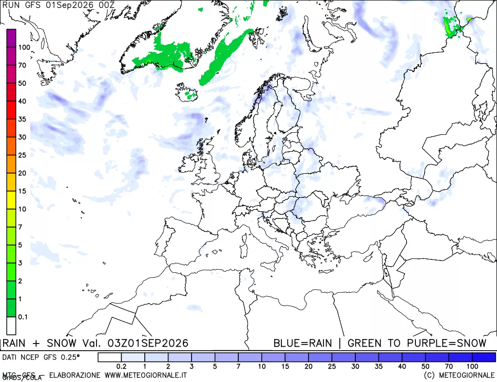 mappa Precipitazioni totali e nevose