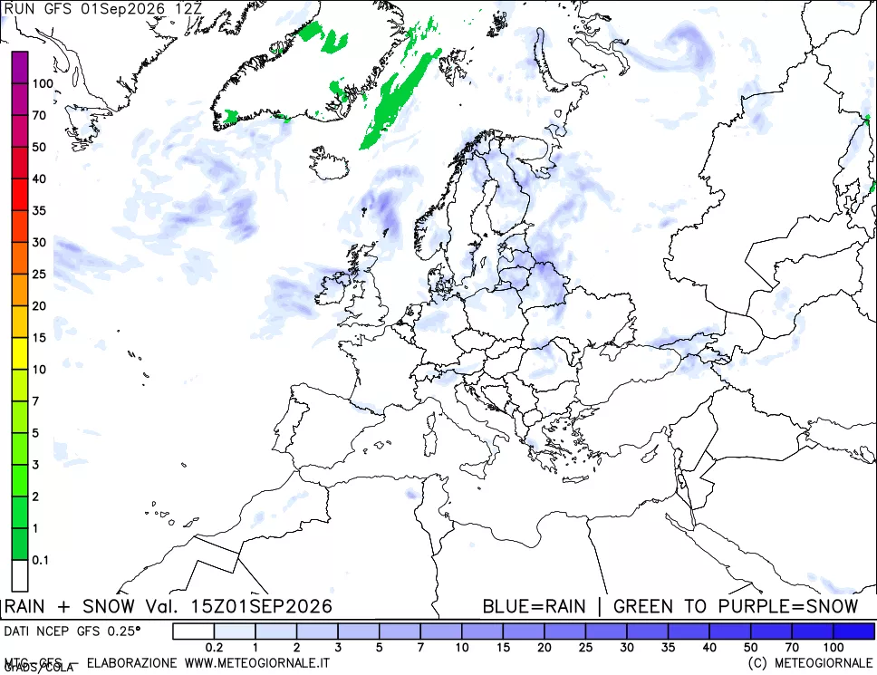 mappa Precipitazioni totali e nevose