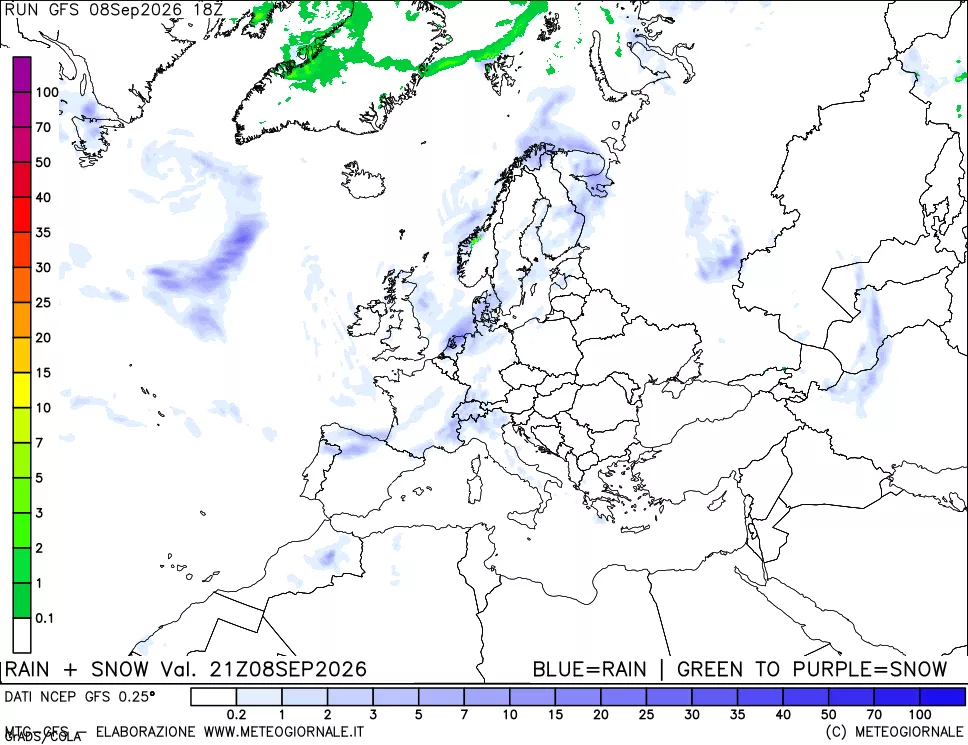 mappa Precipitazioni totali e nevose