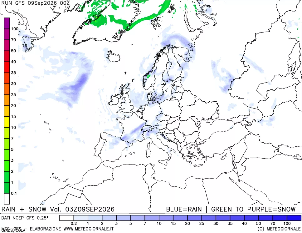 mappa Precipitazioni totali e nevose