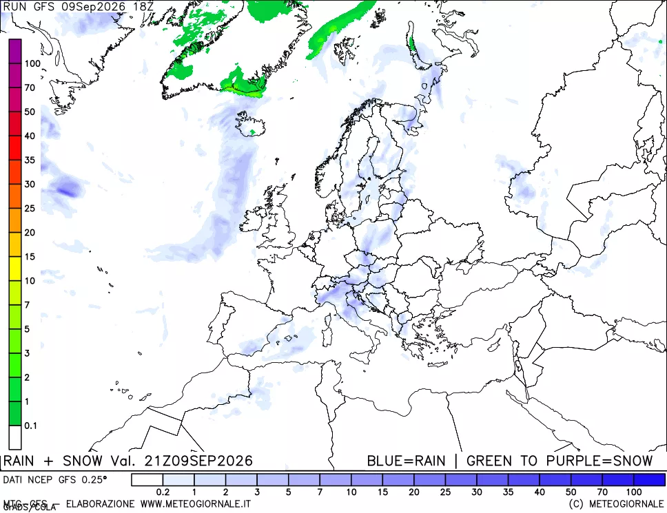 mappa Precipitazioni totali e nevose