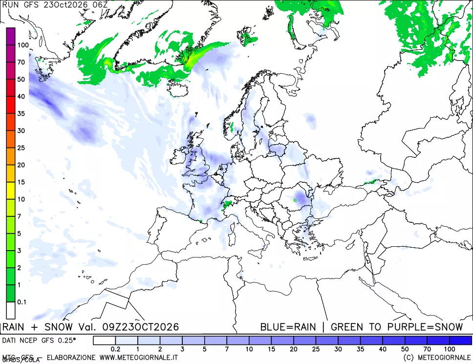 mappa Precipitazioni totali e nevose
