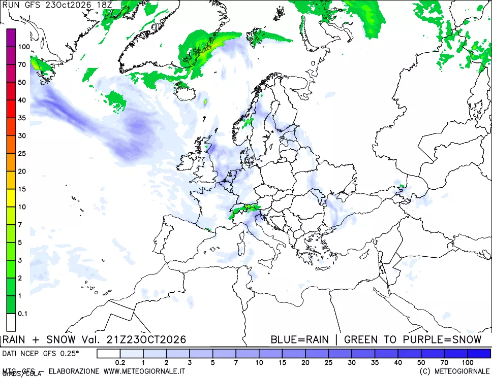 mappa Precipitazioni totali e nevose
