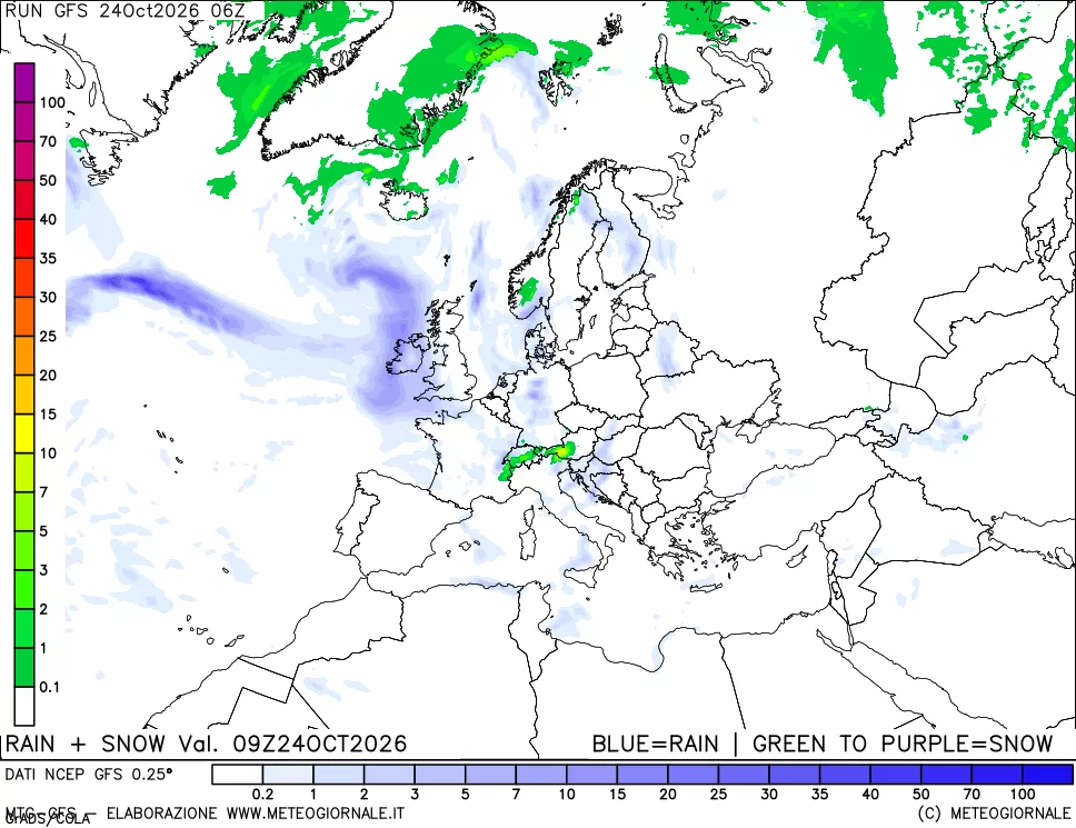 mappa Precipitazioni totali e nevose