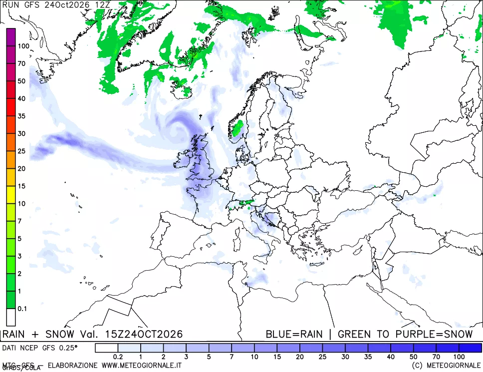 mappa Precipitazioni totali e nevose