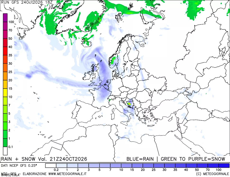 mappa Precipitazioni totali e nevose