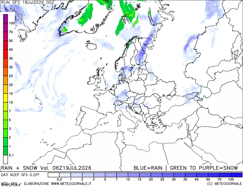 mappa Precipitazioni totali e nevose