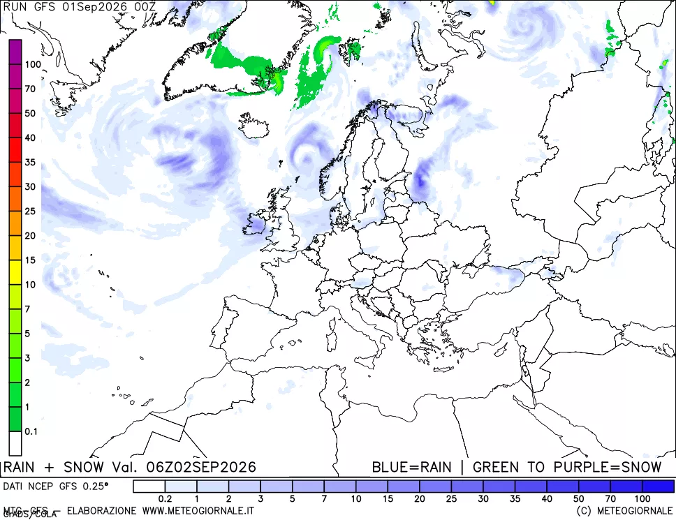 mappa Precipitazioni totali e nevose