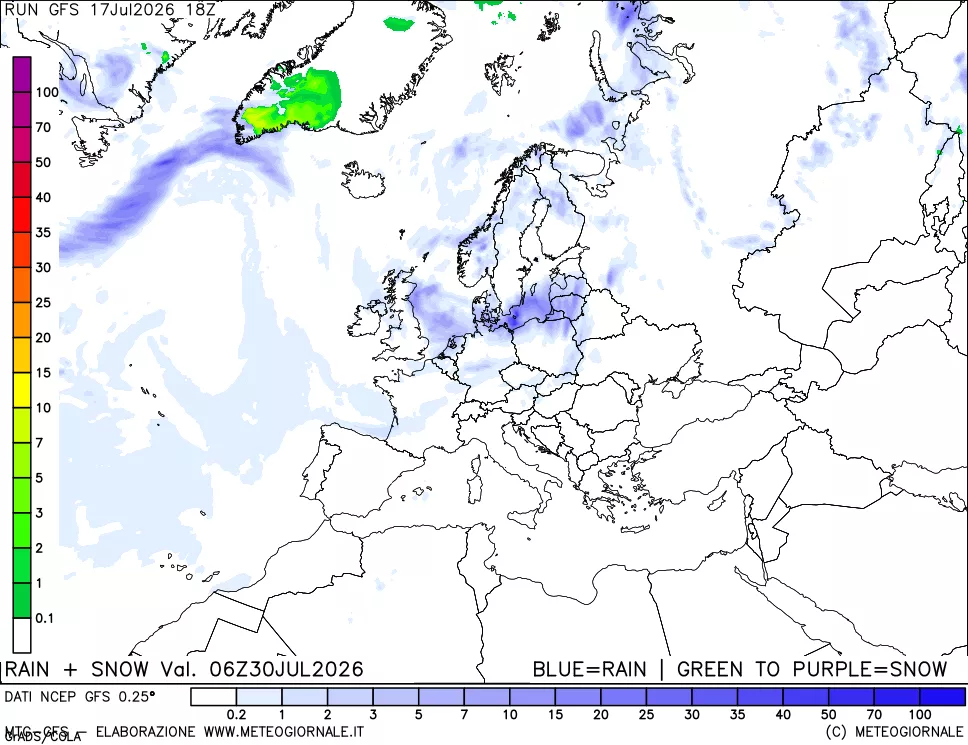 mappa Precipitazioni totali e nevose
