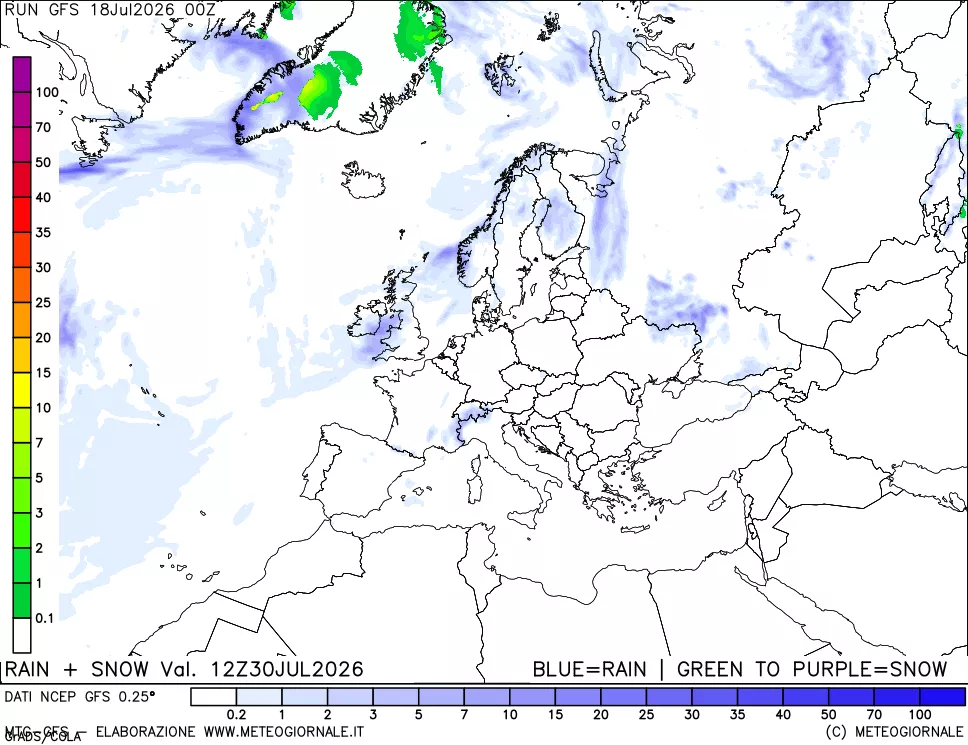 mappa Precipitazioni totali e nevose