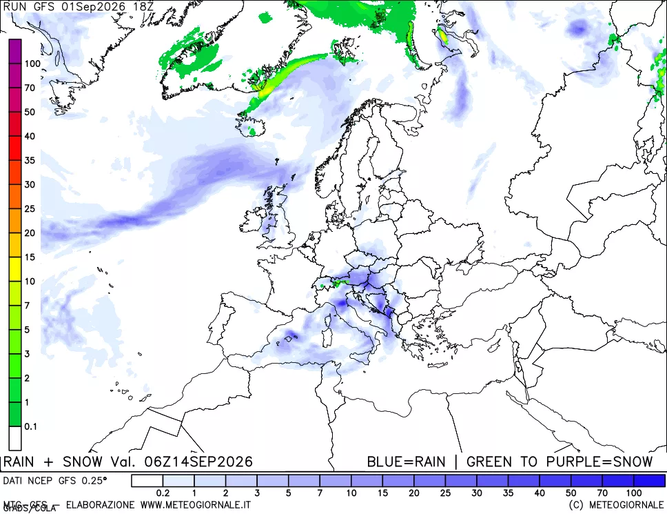 mappa Precipitazioni totali e nevose