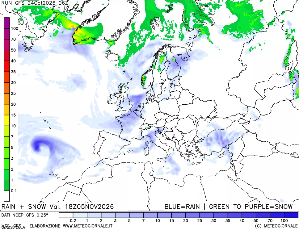 mappa Precipitazioni totali e nevose