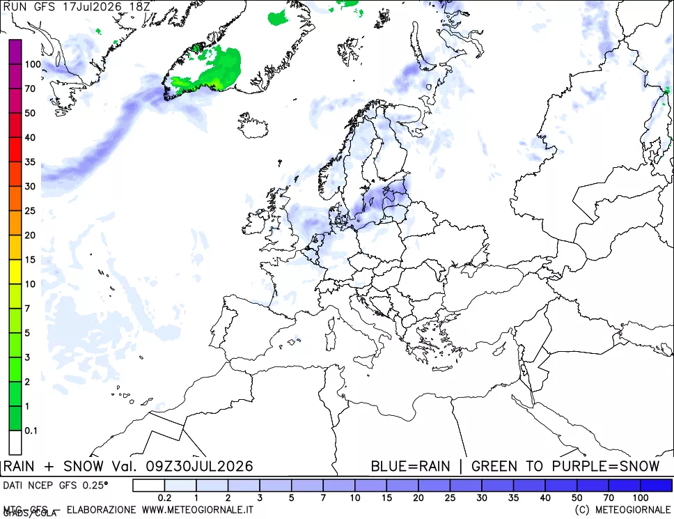 mappa Precipitazioni totali e nevose