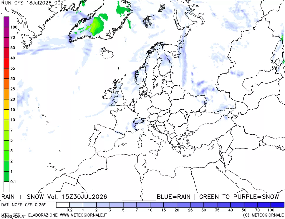 mappa Precipitazioni totali e nevose