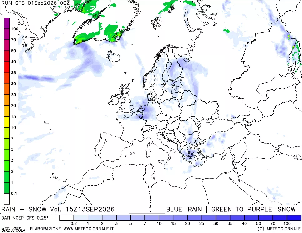 mappa Precipitazioni totali e nevose