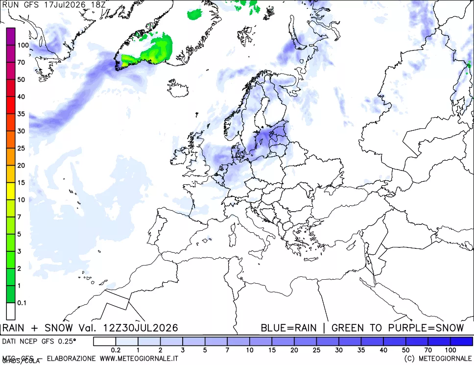 mappa Precipitazioni totali e nevose