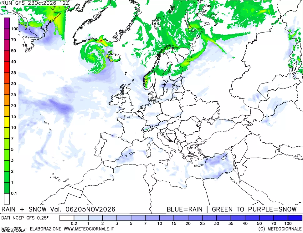 mappa Precipitazioni totali e nevose
