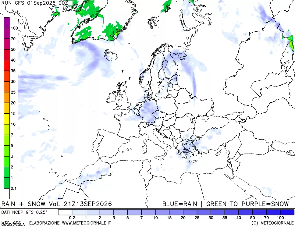 mappa Precipitazioni totali e nevose