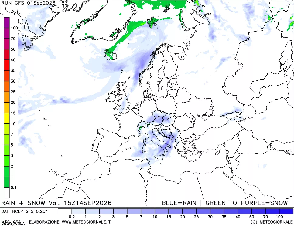 mappa Precipitazioni totali e nevose